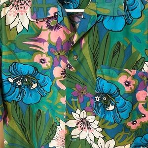 Colorful & Cool Short Sleeve Button Up Cotton Hawaiian  Floral Shirt Men's XL